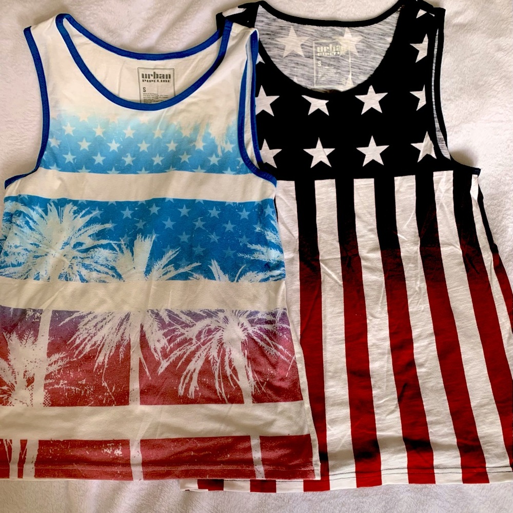 Fun patriotic mens tanks